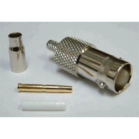 BNC-Female Crimp recht connector. RG174 (10 stuks)